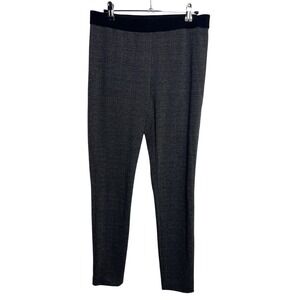 Talbots Black Grey Glen Plaid Pull On Slim Leg Ankle Pants Leggings Womens 6
